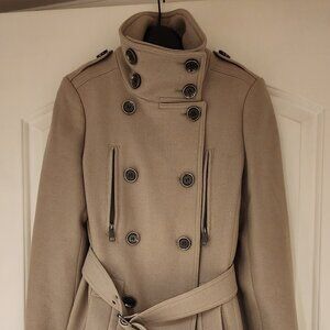 Burberry Brit wool coat in timeless color taupe size 2, used once.